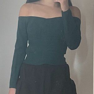 Abercrombie & Fitch Long-Sleeve Cinched Front Off-The-Shoulder Top